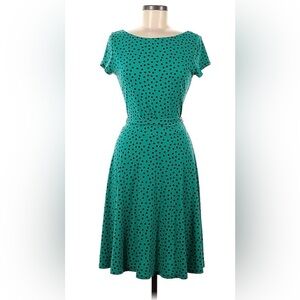 Leota Teal Polka Dot Midi Dress
